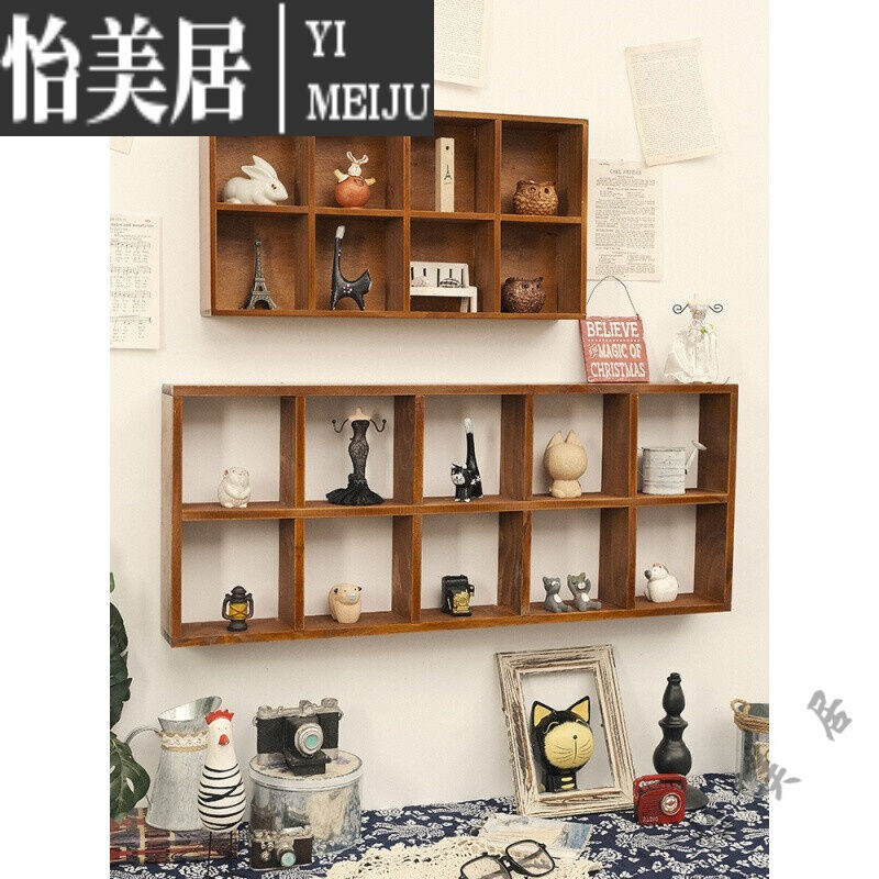 墙上置物架置物架子zakka复古壁挂墙面收纳架木质桌面收纳盒摆件
