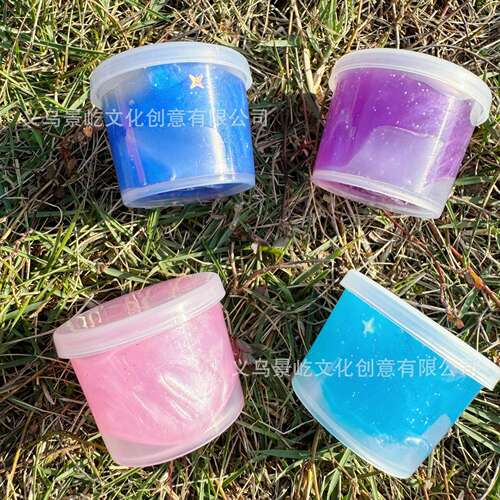 跨境新品史莱姆星空无味减压水晶泥不粘手slime闪粉星空泥沙皮胶