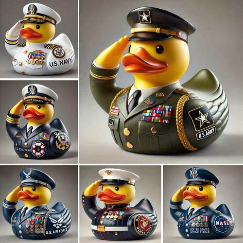 跨境新品Captain's Duck 独立站热销树脂工艺品军官鸭子戏水玩具