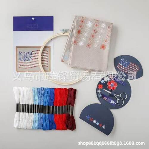 跨境亚马逊创意White & Bloom Embroidery Kit 250周年花刺绣套装