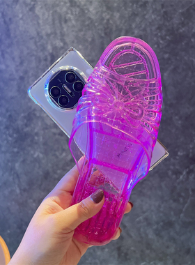 紫色水晶鞋拖鞋适用小米折叠屏mixflip手机壳mixfold4外壳fold3新款2独特凉鞋最丑爆离谱搞怪奇葩透明保护套