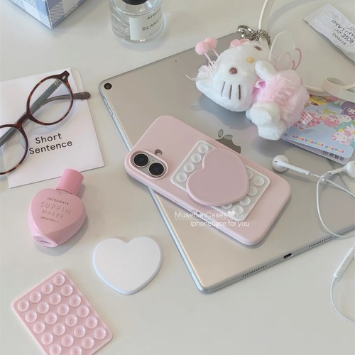 适用小米创意带吸盘补妆镜手机壳