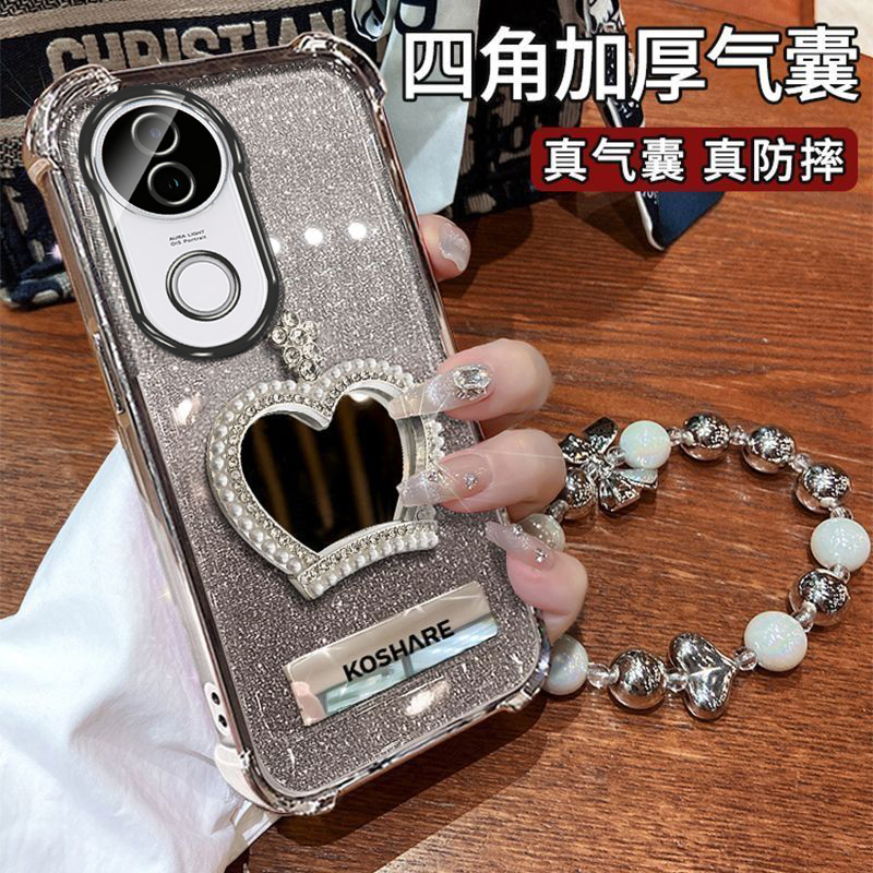 高颜值闪粉四角气囊自带镜头膜防摔