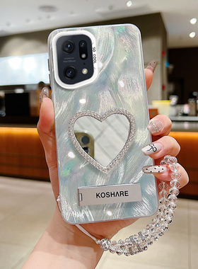 OPPOFindX5手机壳网红创意女款保护套findx5Pro带镜子PFFM10支架PFEM10曲面屏防摔超薄POPO亚克力POOP带挂绳