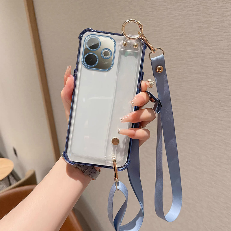 适用于透明腕带斜跨OPPOA5活力版手机壳女款PKV110全包镜头a5活力版高颜值潮流poop电镀保护套POPO超薄硅胶壳