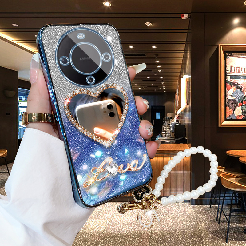 适用于华为Mate60手机壳Pro网红新款带镜子BRA-AL00高级感超薄软壳ALN-AN00时尚全包镜头保护套mete60手挂绳