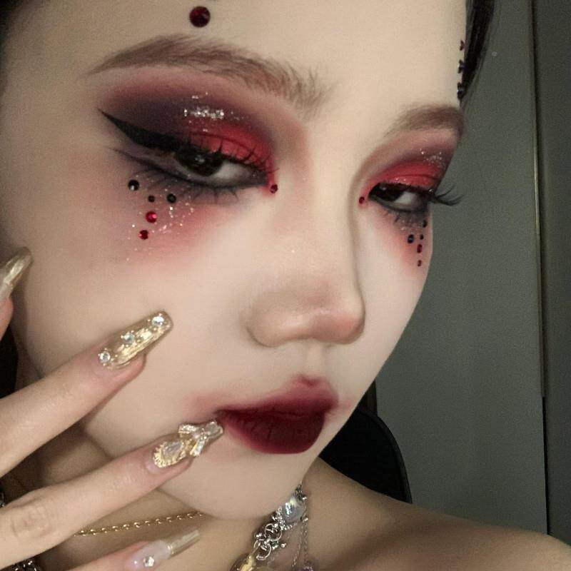 瑰黑色深红棕色色哥特HHE彩妆光眼影盘彩万圣节大地玫色哑欧美化