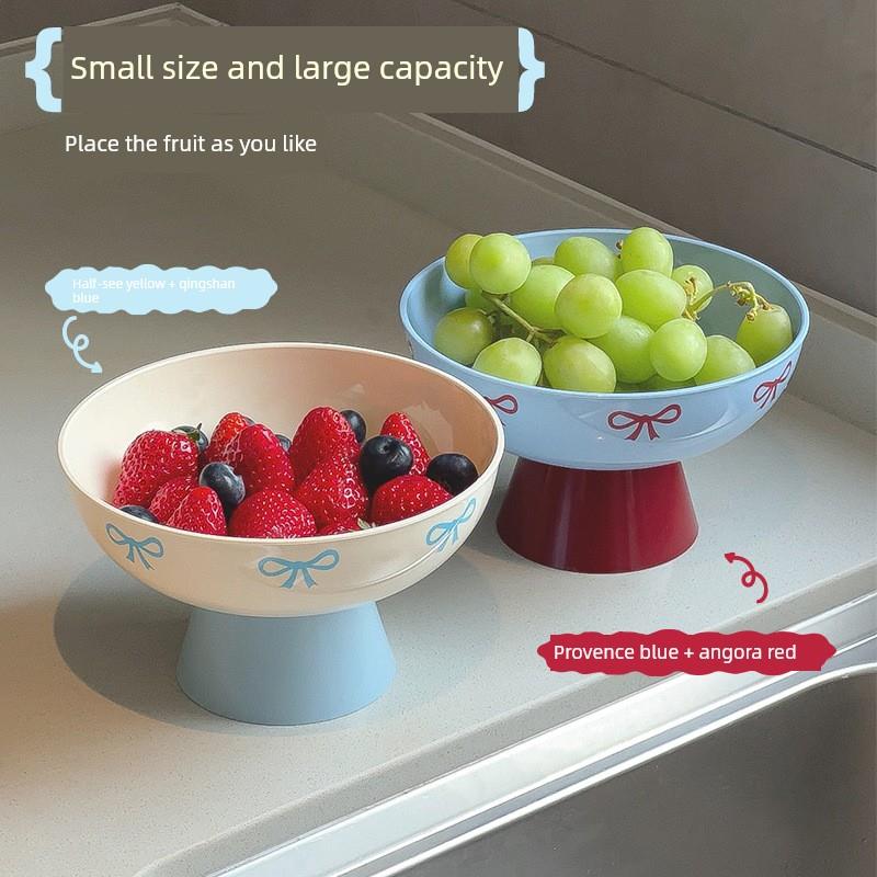 蝴蝶结水果沥水篮高颜值蝴蝶结沥水篮双层零食盘少女心水果盘洗菜