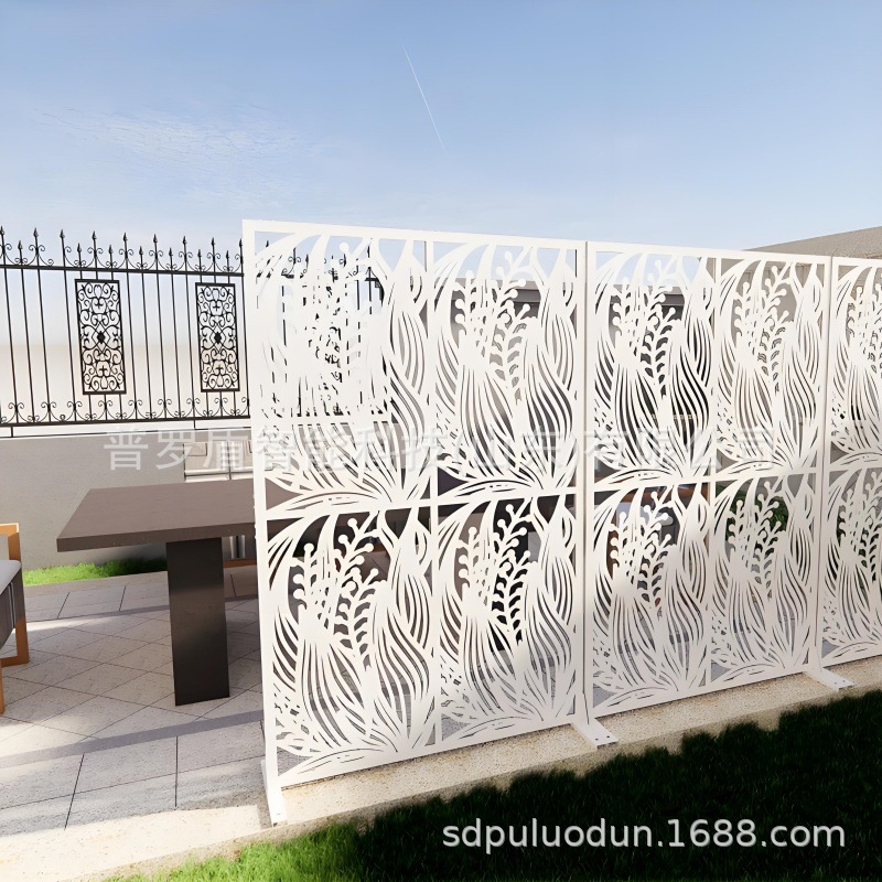 别墅庭院 激光雕刻阳台护栏 金属镂空背景墙装饰板  切割屏风隔断