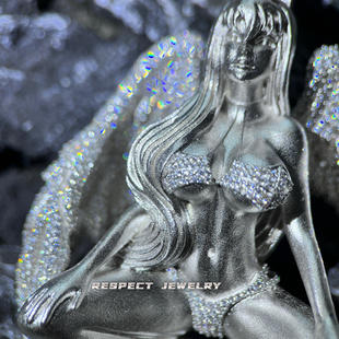 Bobbynopeace同款满钻天使翅膀全实心吊坠