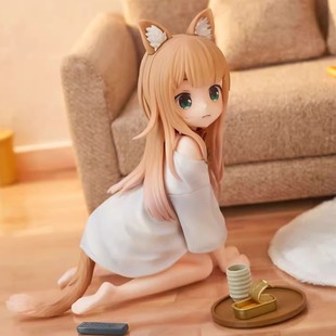 我家的猫是可爱女孩猫娘黄豆粉跪姿机箱公仔摆件手办模型