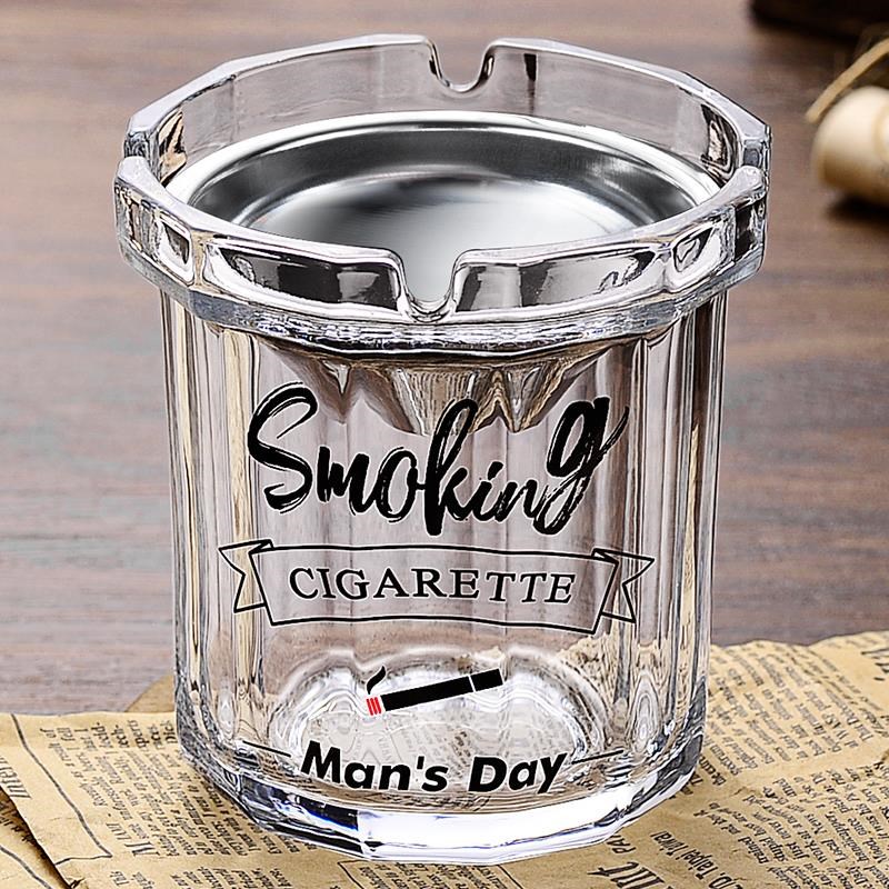 烟灰缸高级感家用客厅高端大气上档次轻奢办公室商用创意玻璃防飞