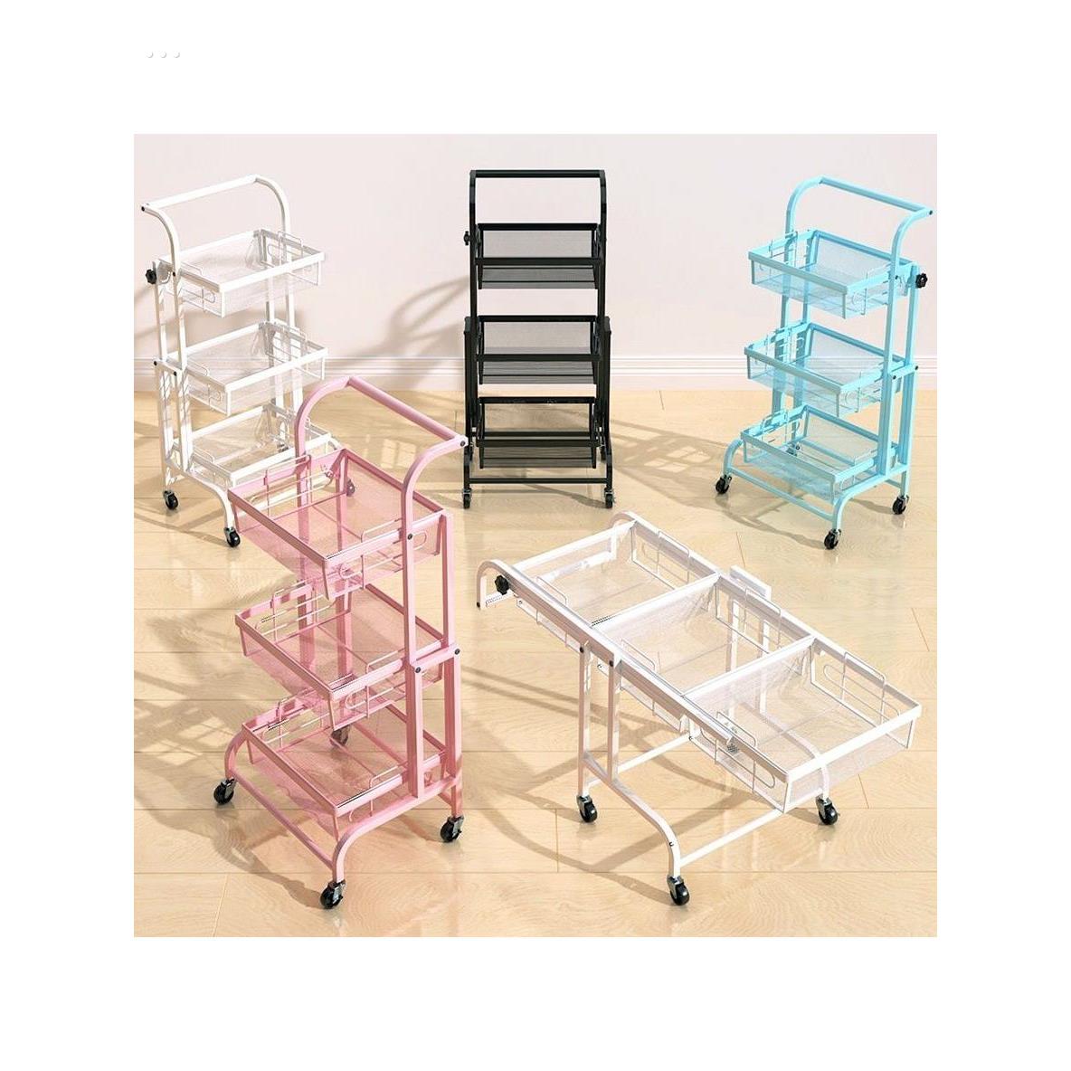 手推车置物架落地多层客厅家用移动厨房多功能折叠婴儿用品收纳架