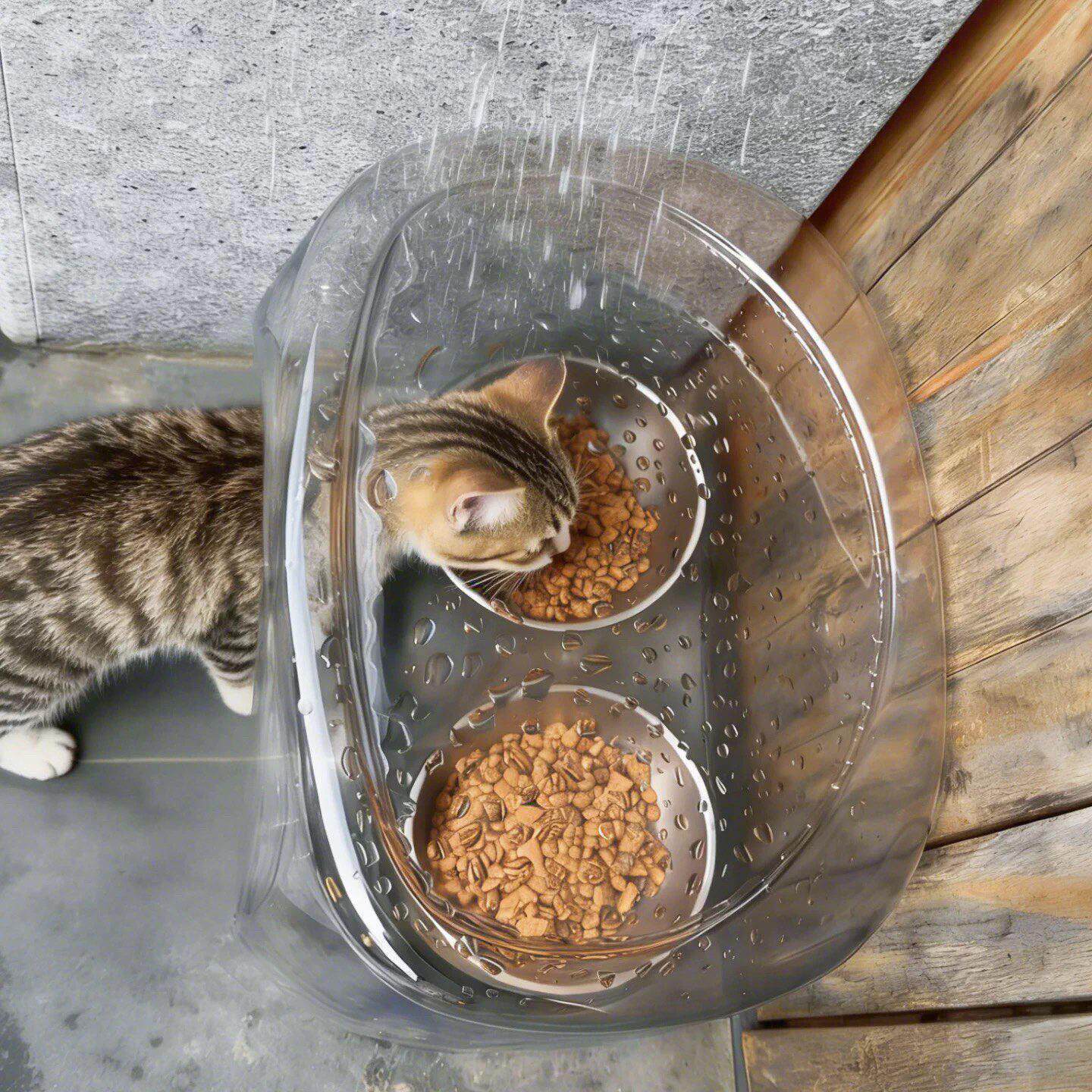 流浪猫户外窝透明喂食碗防雨棚防潮防蚁虫喂食器隐蔽环保猫狗通用
