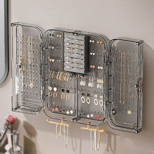 速发k耳首饰收纳盒大容量壁饰式耳环项链a饰首饰盒高档精致挂品架