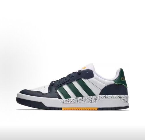adidas 织物合成革牛剖层革 美式校园风 低帮板鞋 白绿蓝JQ5047