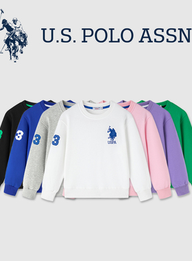 uspolo2025春秋款中大童男童女童新款卫衣上衣儿童长袖品牌童装