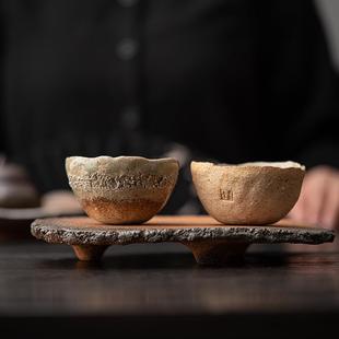 复古工品茗杯陶瓷手茶盏单杯家用夫茶具2023 粗陶匣主钵人杯功日式