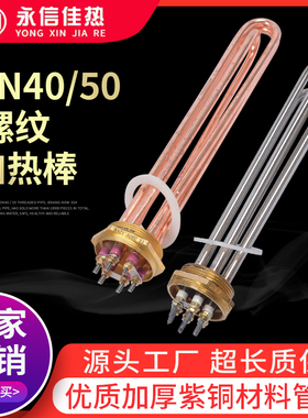 铜加热棒DN40/50空气能水箱电加热管工业大功率380V220V 6/9/12KW