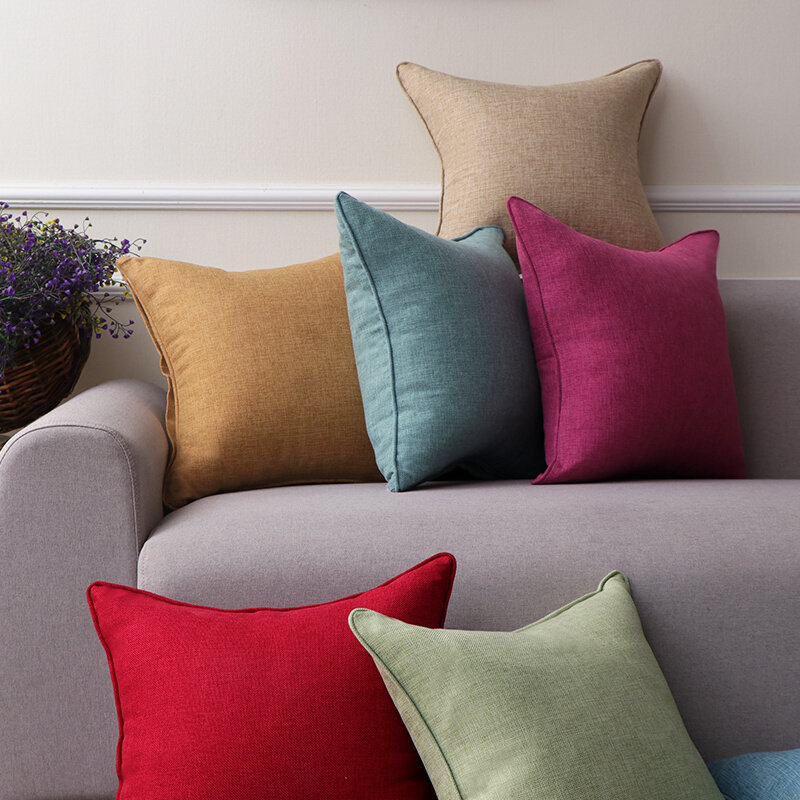 亚麻纯色简约抱枕客厅沙发飘窗靠垫床头靠枕办公室腰枕套可定制,居家布艺,腰靠垫,淘宝优惠券,粉丝福利购,淘宝优惠卷