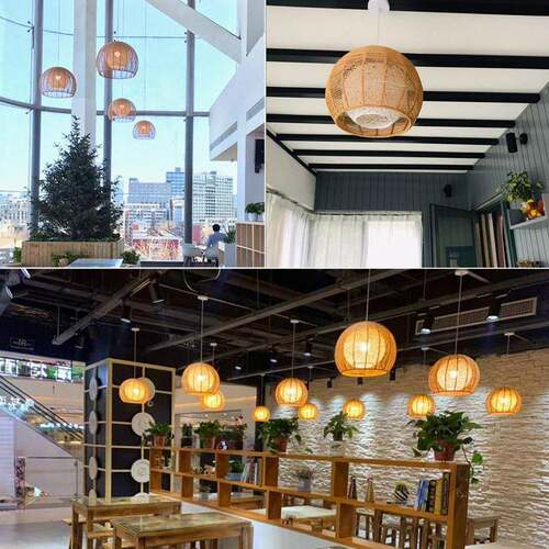 日式竹创意藤编灯罩藤店铺商用饭Z234A店餐厅个性火锅店艺吊编灯