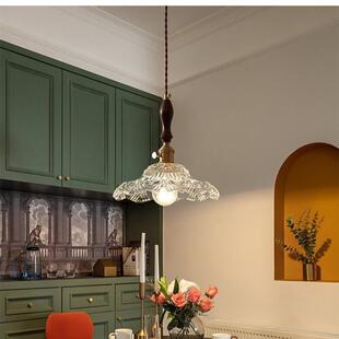 胡桃木式玻璃小吊灯吧台床法头欧涵橱窗灯厅玄关书房卧室中古餐吊