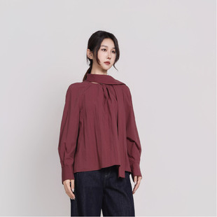 CZS62001 简表达莱赛尔捏褶女士衬衣百搭纯色衬衫 Jane express