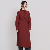 简表达新年红色系凹造型百搭衬衫 Jane express 连衣裙女CLY61003