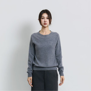 Jane 简表达羊毛纯色格雷系女针织圆领内搭上衣DMS52034 express