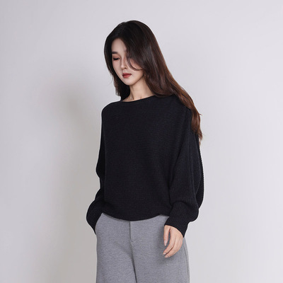 Jane express/简表达25年冬季新款针织简约连肩袖毛衫DMS52005