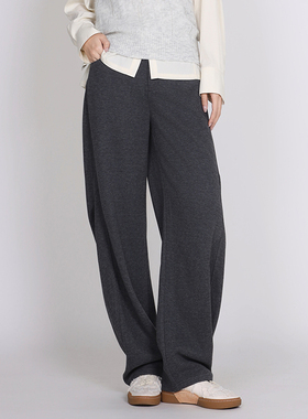 Jane express/简表达毛呢西装裤女士香蕉裤百搭休闲长裤DKZ51004