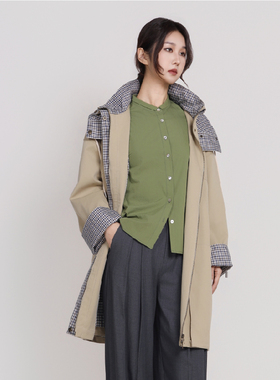 Jane express/简表达中长款宽松落肩风衣女士上衣外套CWT61001