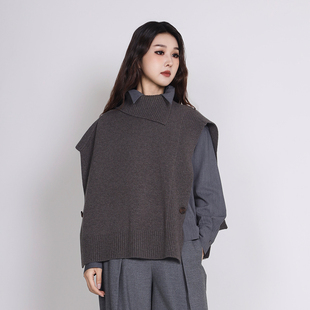 Jane express/简表达25年冬季新款简约羊毛毛织马甲披肩DMS53008