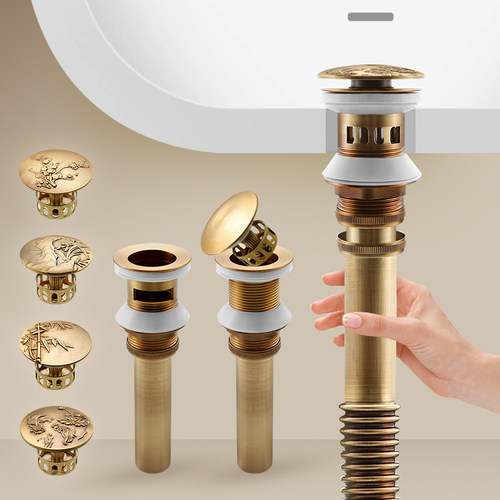 仿古黄铜下水器脸盆配件套装