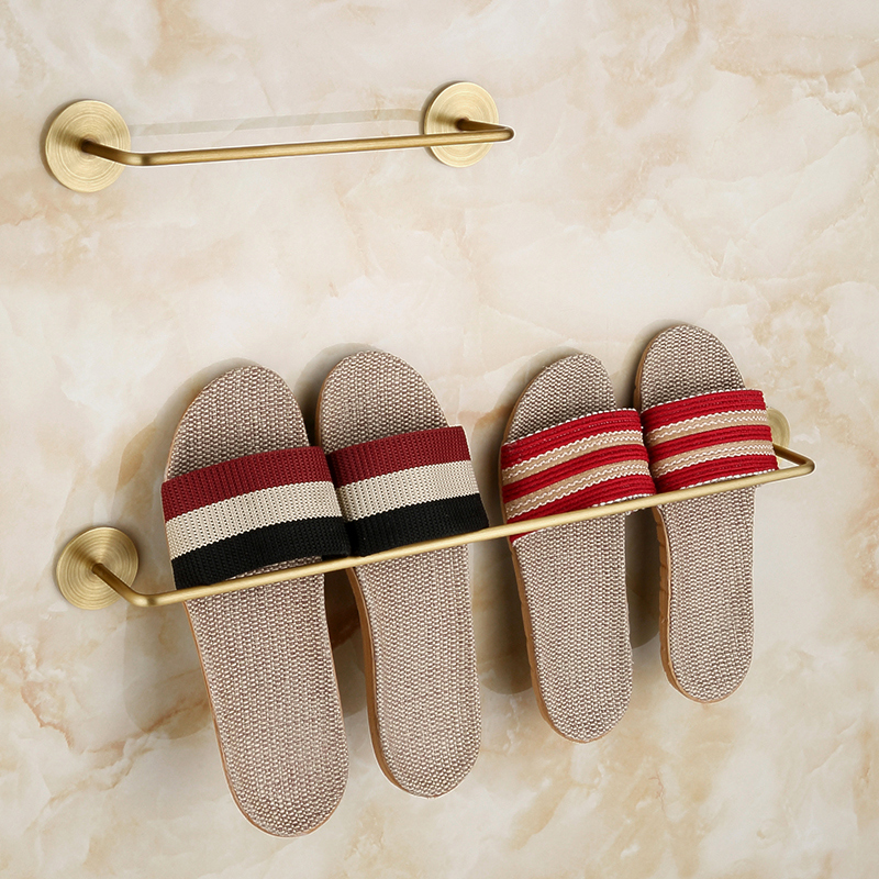 仿古铜卫生间拖鞋架壁挂免打孔