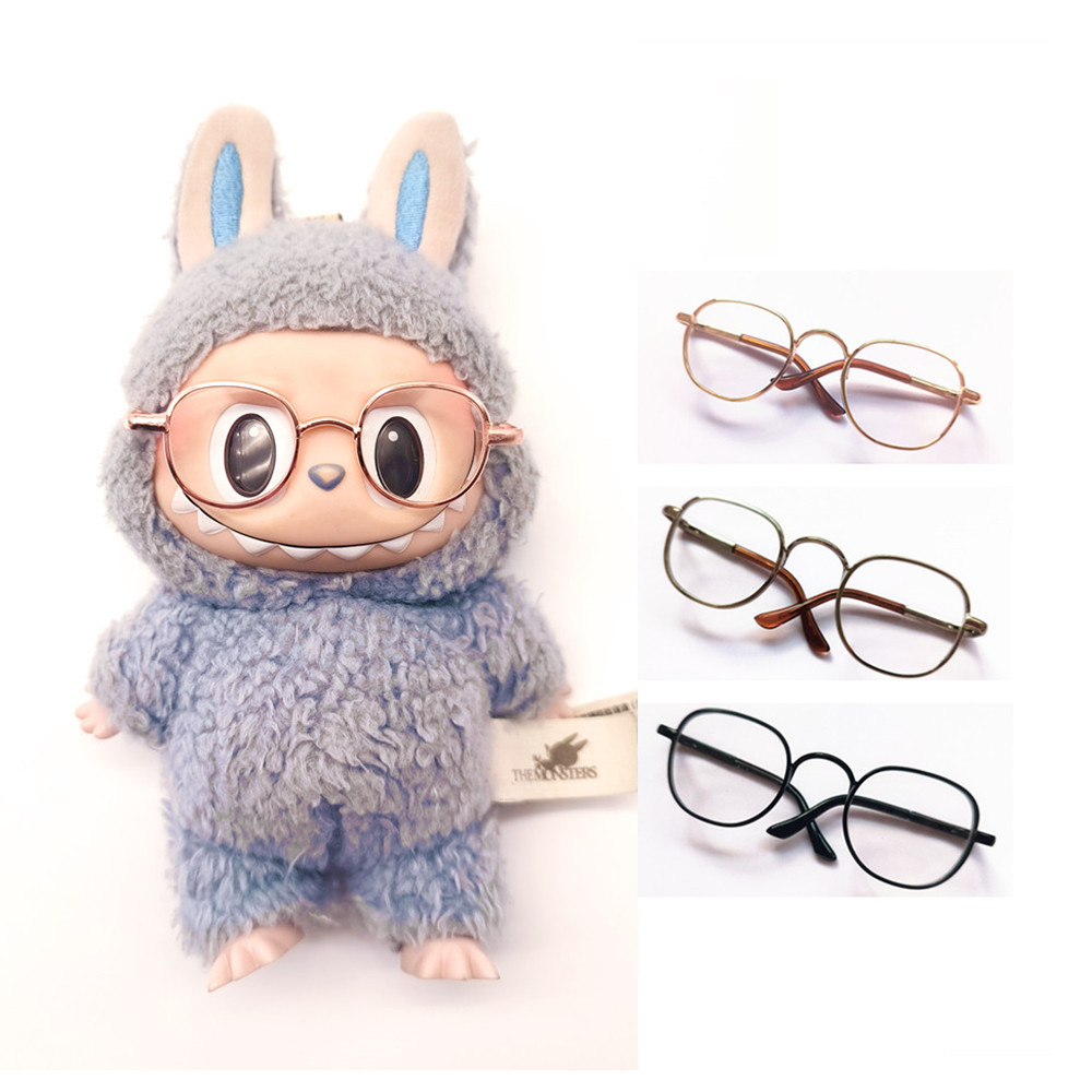 LABUBU 10cm 棉花娃娃眼镜 金丝框  眼镜 斯文眼镜 6cm宽 GLA-21