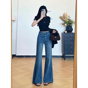 微喇牛仔裤女秋冬加绒2025新款高腰垂感宽松显瘦小个子喇叭阔腿裤