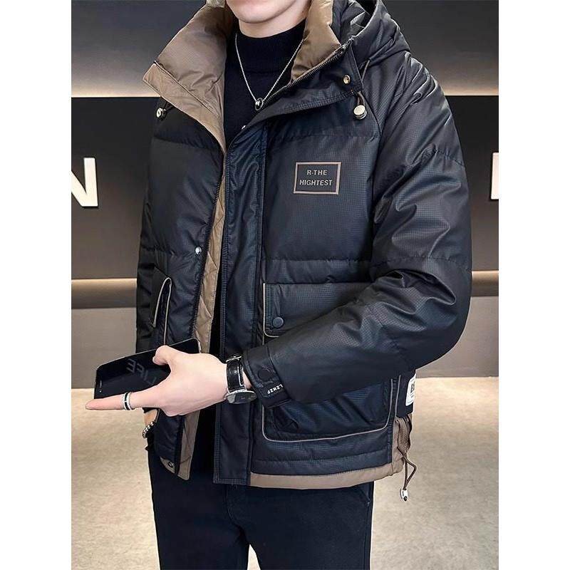男士羽绒服冬季2025新款潮牌时尚连帽潮流衣服加厚白鸭绒冬装外套