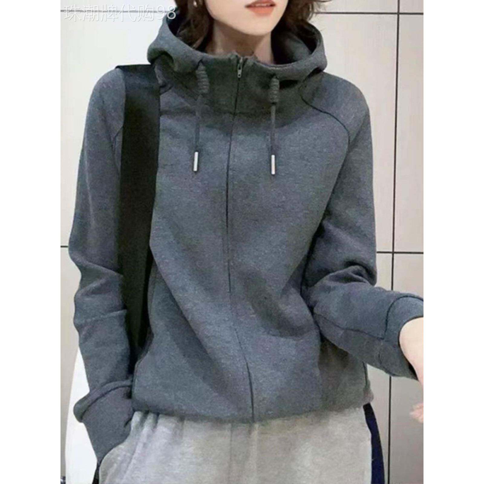 欧洲站连帽运动衫为妇女2025春秋季新胖mm盖腹上衣隐藏肉休闲运动