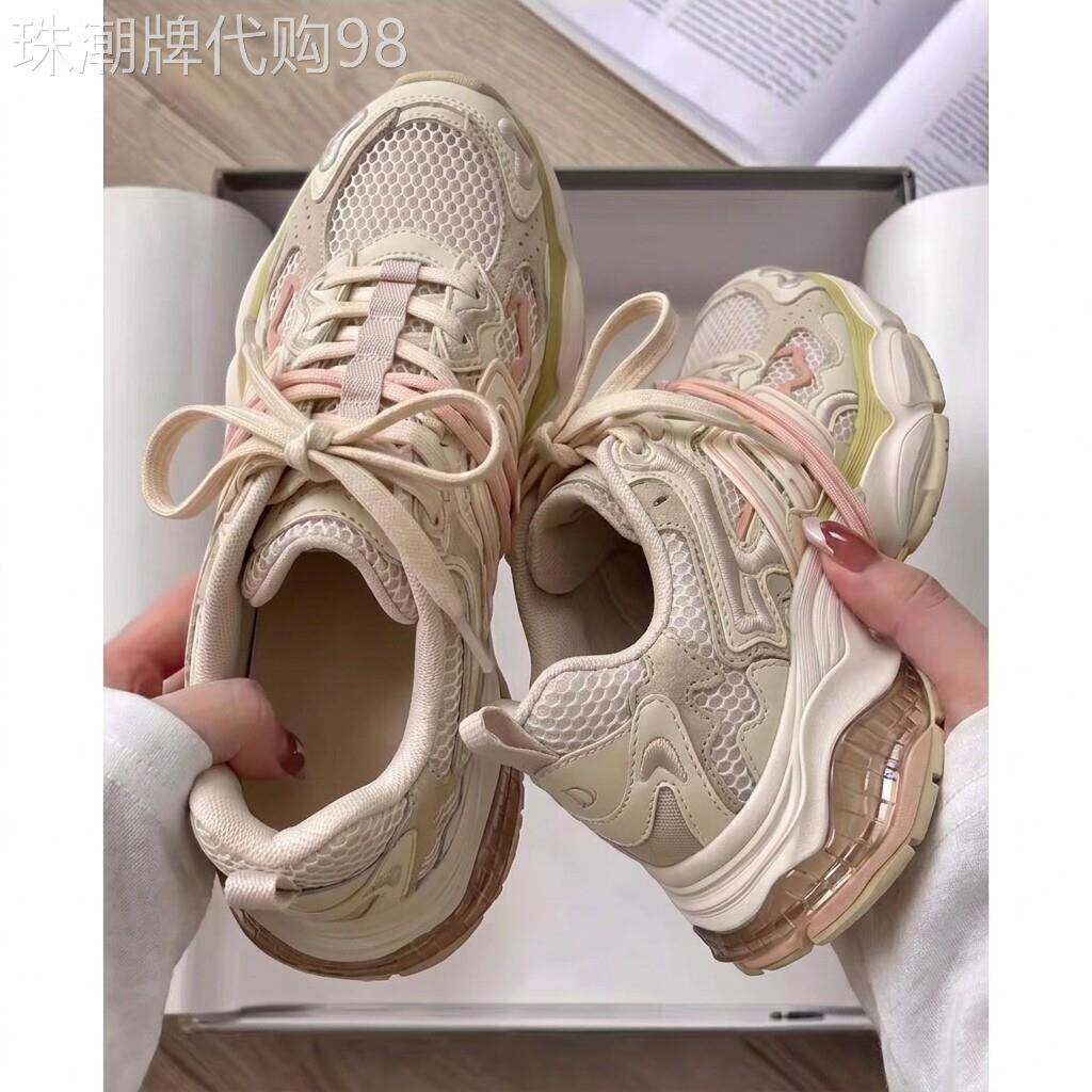 2026夏季新款潮流捆绑老爹鞋女小个子厚底增高网面透气百搭休闲鞋