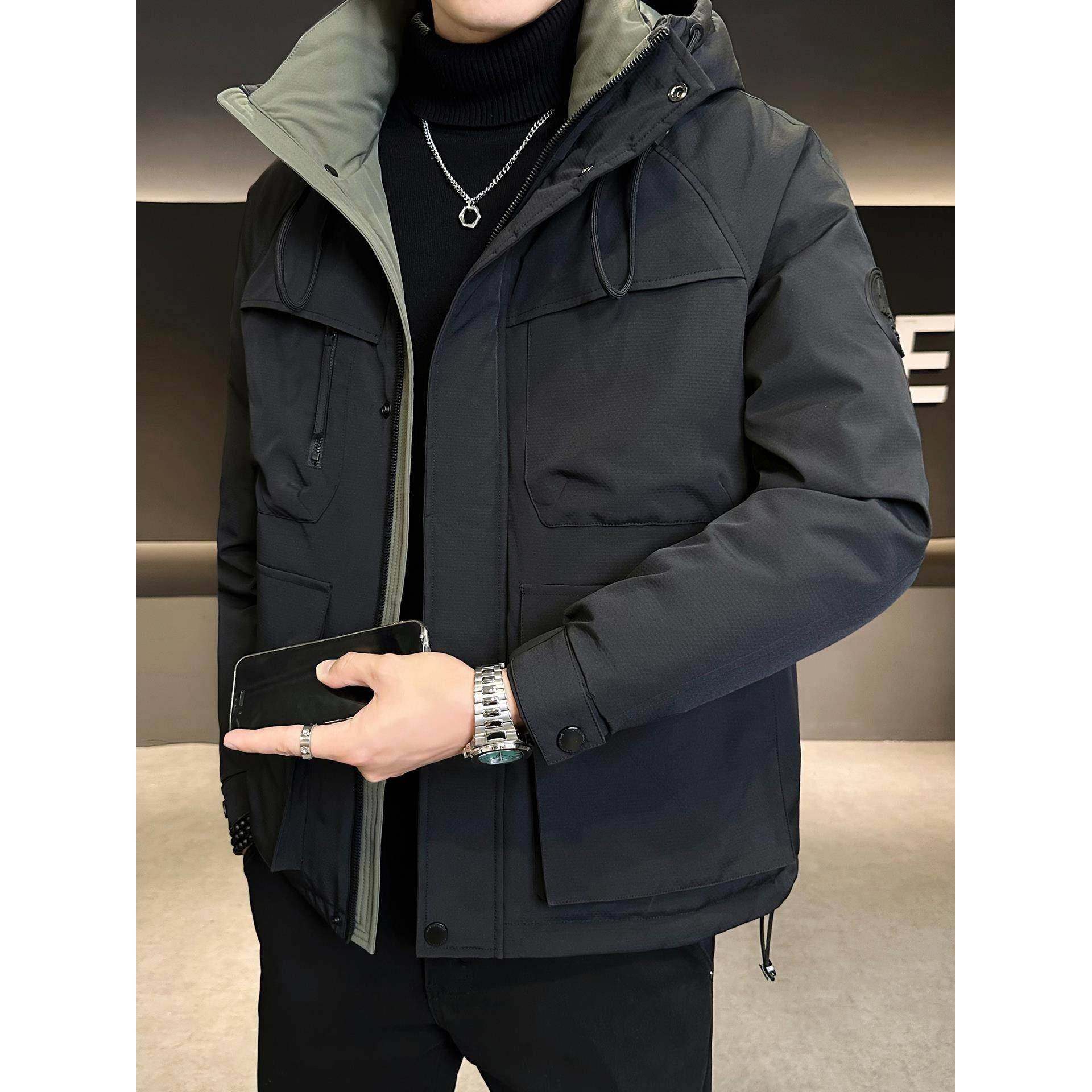 高端冲锋衣羽绒服男士2025新款冬季白鸭绒加厚登山服外套男款冬装