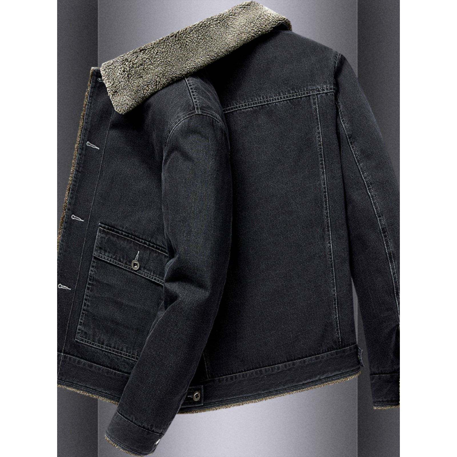 飞行员牛仔外套男冬季潮流宽松大码休闲上衣服加绒加厚保暖男夹克