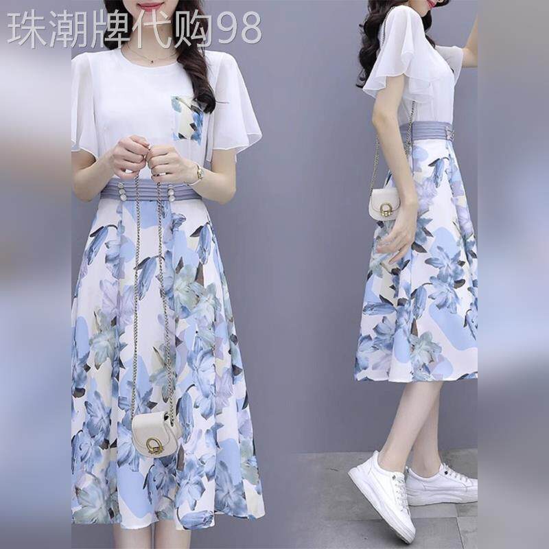 潮牌碎花洋装套装女夏季2026年新款韩版爆款胖mm遮肚显瘦小裙子