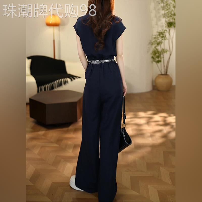潮牌高级感时尚套装女夏季设计感洋派减龄短袖高腰宽裤子两件套