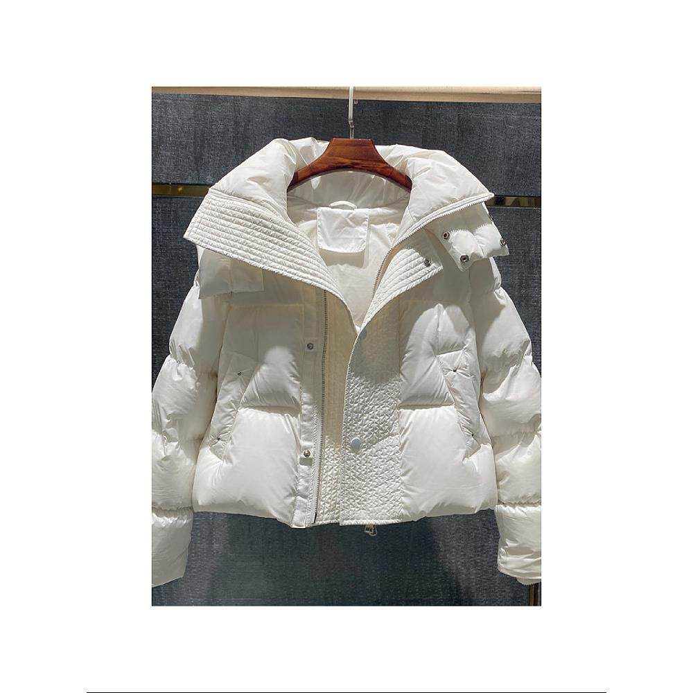 韩国白色羽绒服女2024冬季新款连帽90白鸭绒洋气保暖加厚短款外套