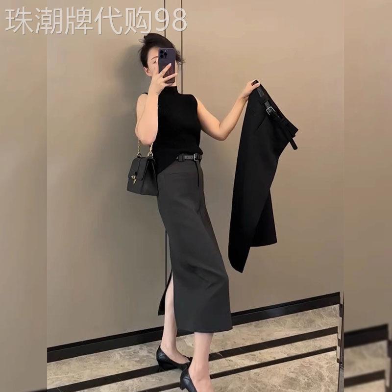 灰色西装半身裙女士春秋2026欧货大码梨形身材高腰显瘦a字包臀裙