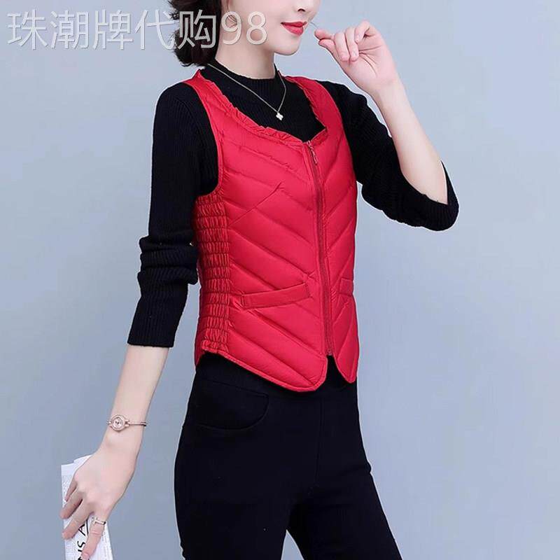 鹅绒马甲女士2025年新款秋冬季轻薄内穿保暖贴身短款马夹羽绒背心