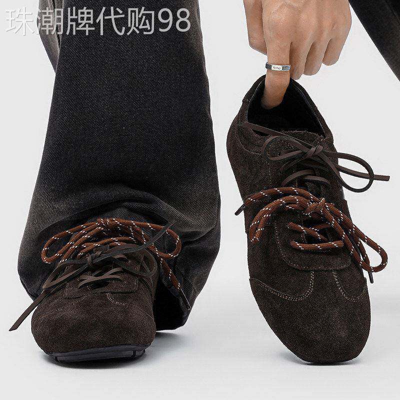【高品质】德训鞋男棕色平底极简训练鞋运动足球鞋休闲复古阿甘鞋