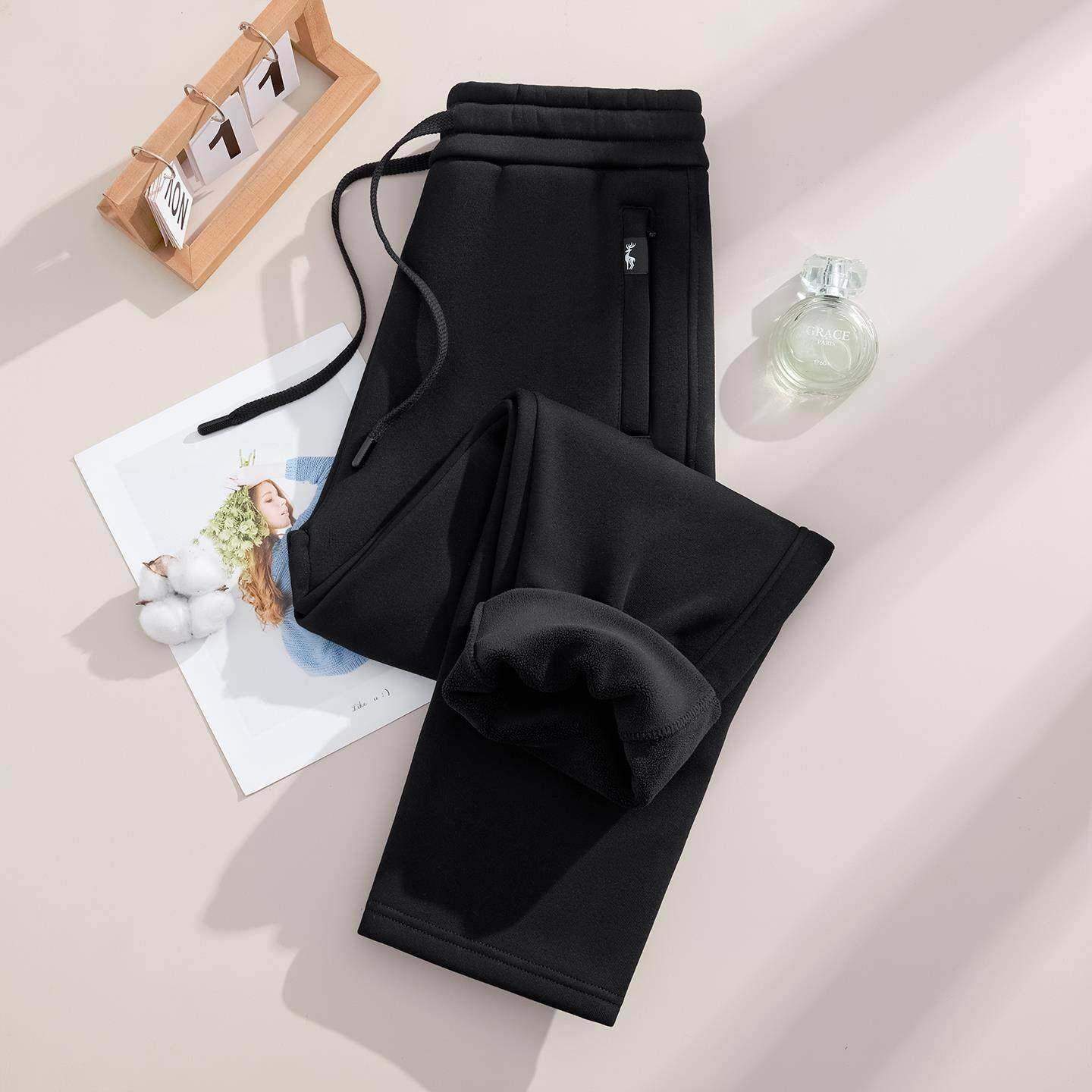 重磅520g超柔奥粒绒冬季加绒加厚运动直筒裤男女款宽松保暖休闲裤