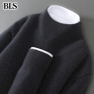 高端保暖半高领羊毛衫男士冬季2025年新款加绒加厚针织衫男款毛衣